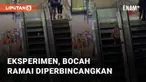 Aksi seorang bocah taruh minuman di eskalator sebuah mall menarik perhatian