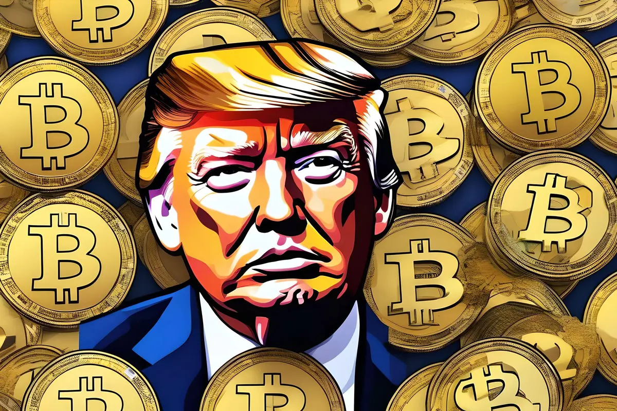 Aset kripto memecoin bertema Donald Trump (TRUMP). (Foto: By AI)