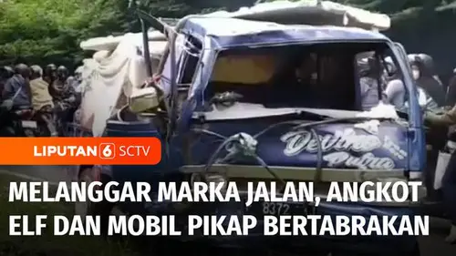 VIDEO: Melanggar Marka Jalan, Angkot ELF dan Mobil Pikap Bertabrakan di Cisurupan