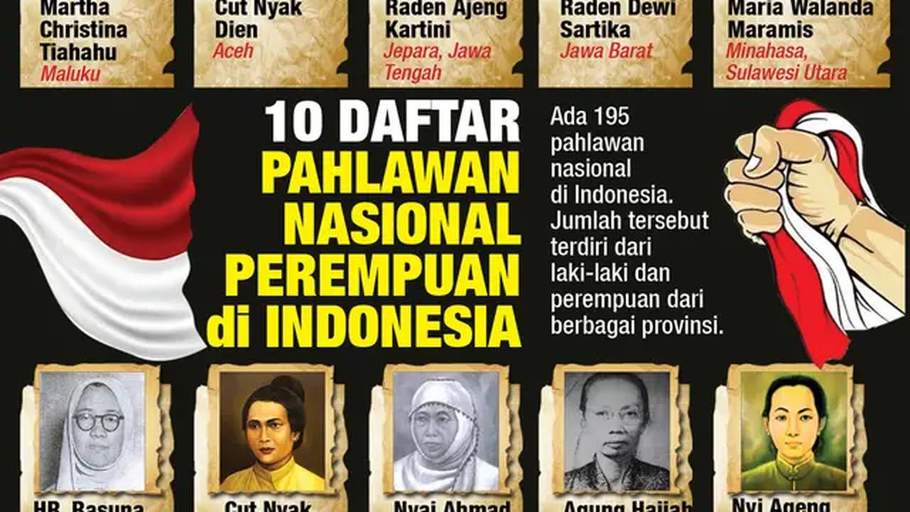 Infografis 10 Daftar Pahlawan Nasional Perempuan di Indonesia. (Liputan6.com/Tri Yasnie)