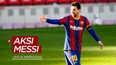 Berita video bintang Barcelona, Lionel Messi, mengejutkan dengan sebuah aksi penghormatan untuk Diego Maradona