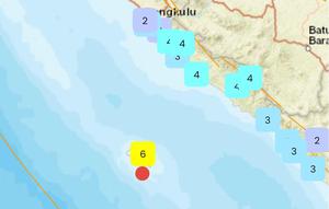 Gempa Magnitudo 5,6 menguncang Pulau Enggano, Bengkulu, Sabtu (27/12/2025) pukul 07:22:32 WIB. (Foto: laman aplikasi BMKG).