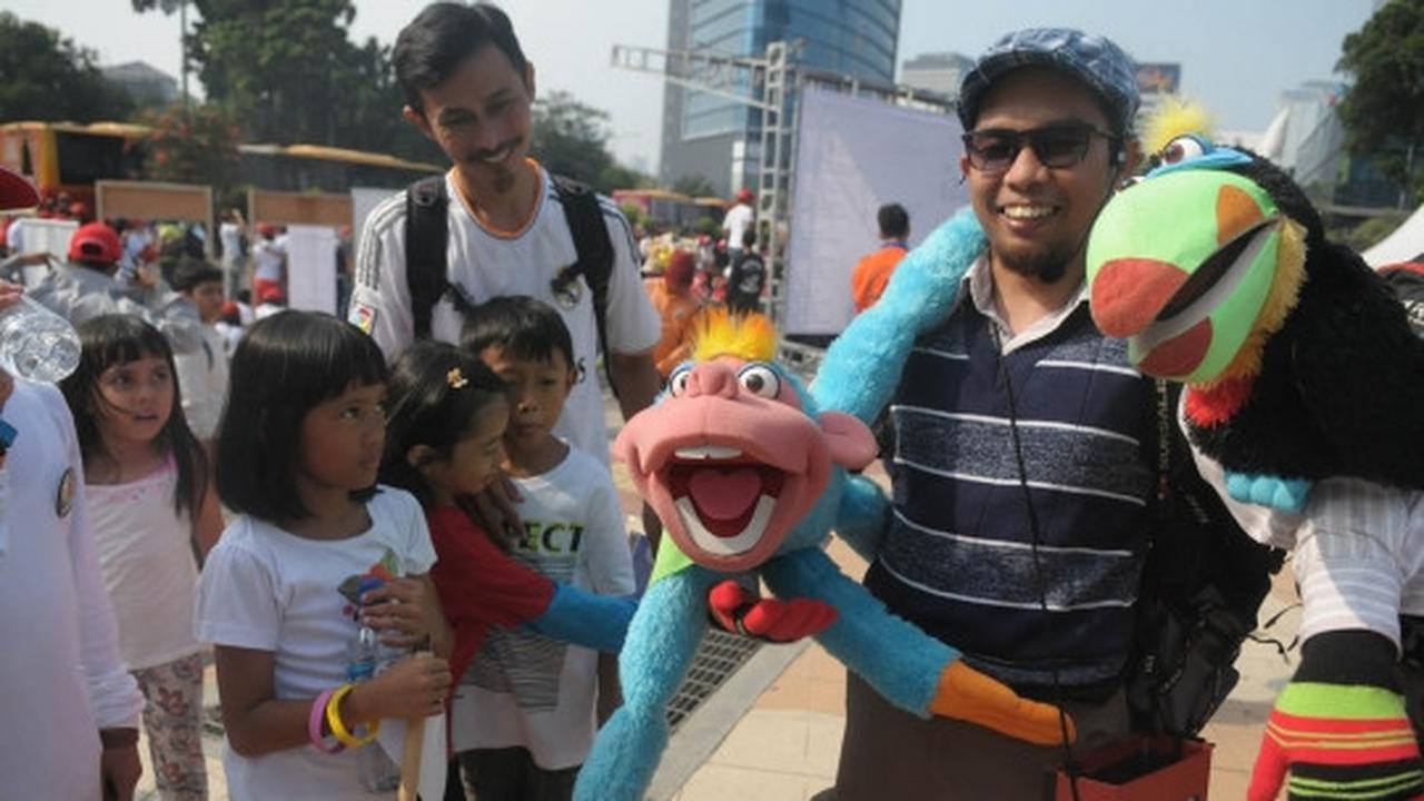 Beraksi di Car Free Day, puluhan anak serukan stop kekerasan