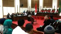 Suasana sidang ke-9 kasus dugaan penistaan agama yang dilakukan Basuki T Purnama di PN Jakarta Utara, Selasa (7/2). Sidang mendengarkan keterangan dua saksi fakta dan satu saksi ahli dari MUI. (Liputan6.com/Isra Triansyah/Pool)