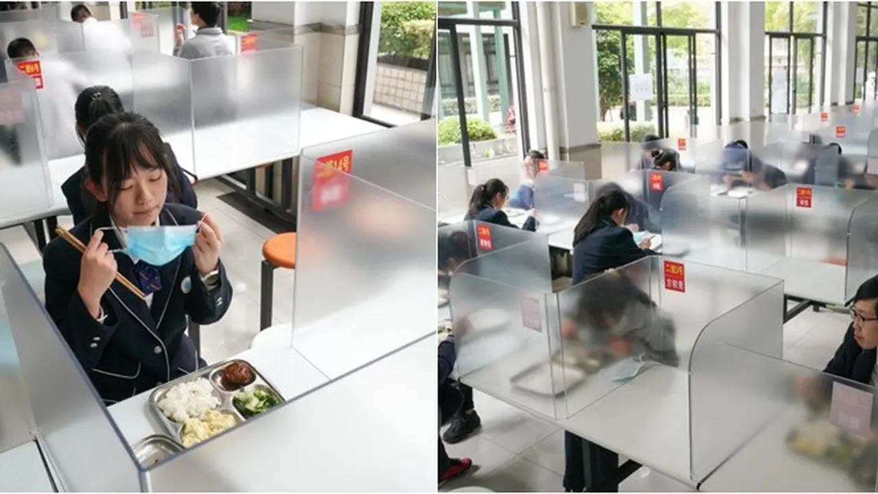 7 Potret Kantin Sekolah di China yang Beradaptasi Karena Pandemi Corona
