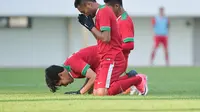 Winger Timnas U-19 Saddil Ramdani merayakan golnya ke gawang Brunei Darussalam, Selasa (31/10/2017). (AFP / KIM DOO-HO)