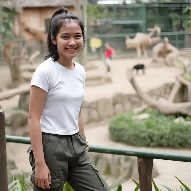 Outfit ke Kebun Binatang Sporty Look dengan Celana Cargo