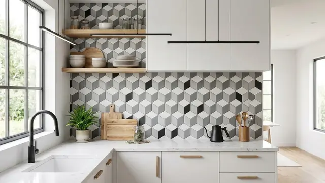 Keramik Dinding Dapur Pola Geometris