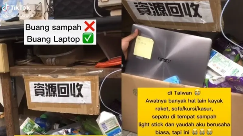 Viral, Video Nemu Laptop di Tempat Sampah Taiwan