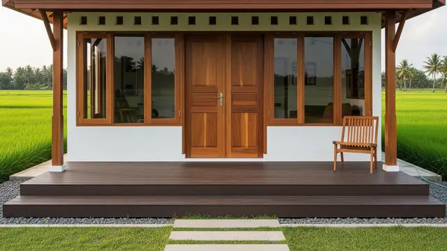 Model Rumah Minimalis Desa dengan Kombinasi Tembok dan Kayu Alami yang Memukau
