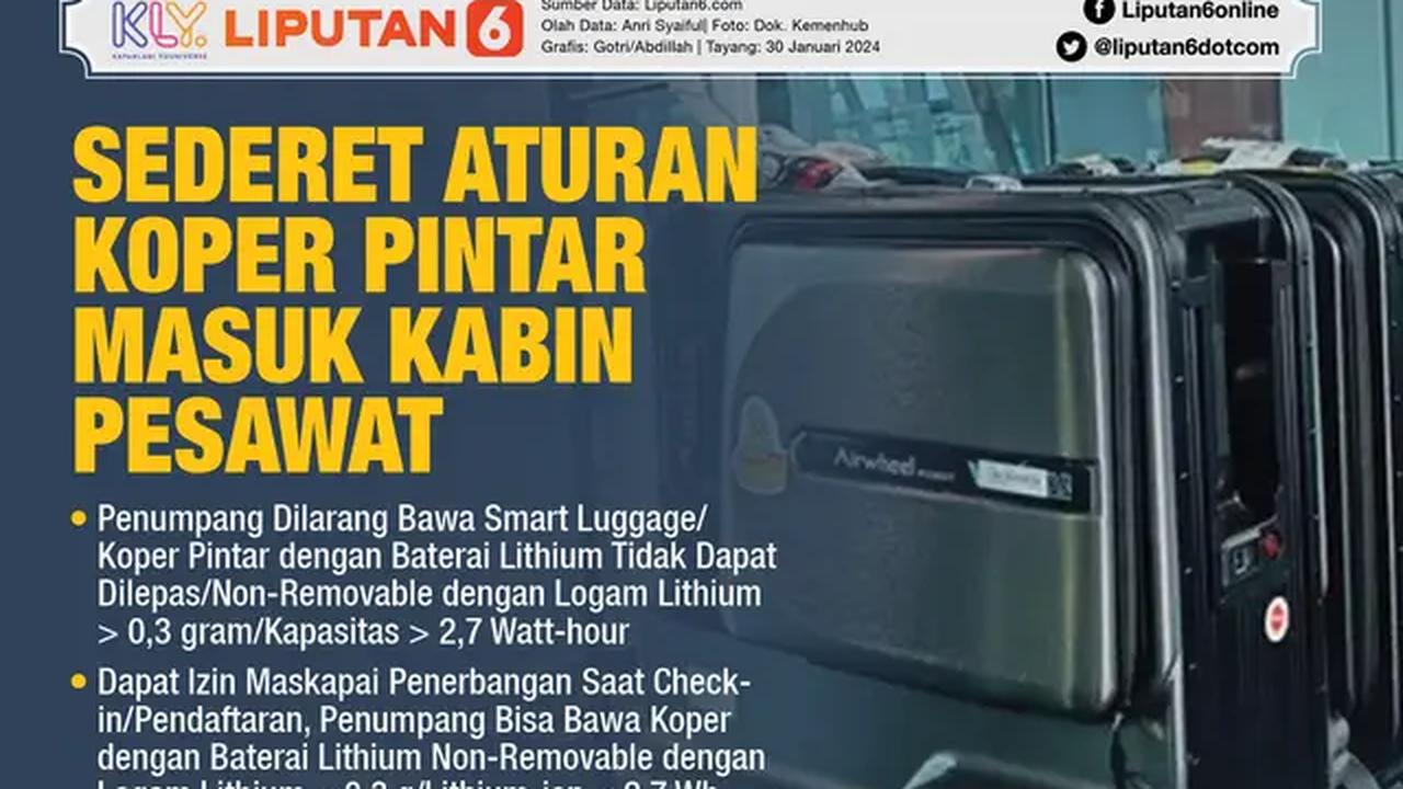 Infografis Sederet Aturan Koper Pintar Masuk Kabin Pesawat. (Liputan6.com/Gotri/Abdillah)