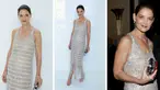 Foto kolase Katie Holmes saat menghadiri CFDA Fashion Awards di Cipriani South Street  di New York pada Senin, 7 November 2022. Katie Holmes mencuri perhatian dalam gaun perak tipis saat dia membawa fashion A-game-nya ke karpet merah CFDA Awards 2022. (AFP Photo)