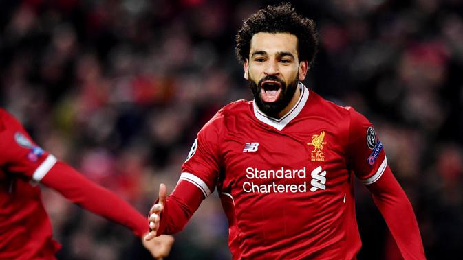 5. Mohamed Salah (Liverpool) - 17 Gol (3 Penalti). (AFP/Anthony Devlin)