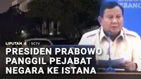 Presiden Prabowo Subianto dikabarkan memanggil sejumlah pejabat tinggi negara, ke Istana Kepresidenan, Jakarta, pada Sabtu malam. Pertemuan tersebut diduga berkaitan dengan tiga kasus korupsi besar yang menyeret dua tersangka, salah satunya mantan Ja...