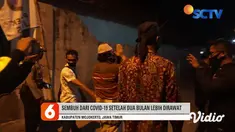 Joko Santoso adalah pasien Covid-19 yang dinyatakan sembuh pada Selasa malam. Pria berusia 52 tahun ini disambut meriah warga Desa Bendung, Kecamatan Jetis, Mojokerto. Ia juga diarak keliling desa dan menemui warga sebelum pulang ke rumahnya.