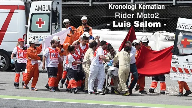 Luis Salom, rider Moto2 asal Spanyol meninggal dunia setelah mengalami kecelakaan pada sesi latihan bebas kedua GP Catalunya, Barcelona.