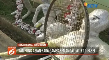 Warga Desa Jenggawur, Banjarnegara beri dukungan ajang Asian Para Games 2018 dengan membuat boneka atlet dari sampah plastik.
