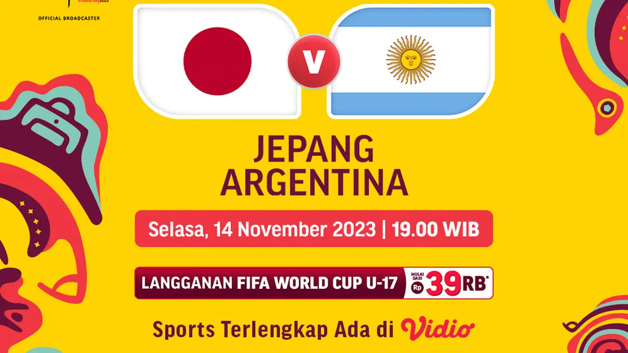 Jadwal dan Live Streaming Jepang U-17 vs Argentina U-17 di Vidio