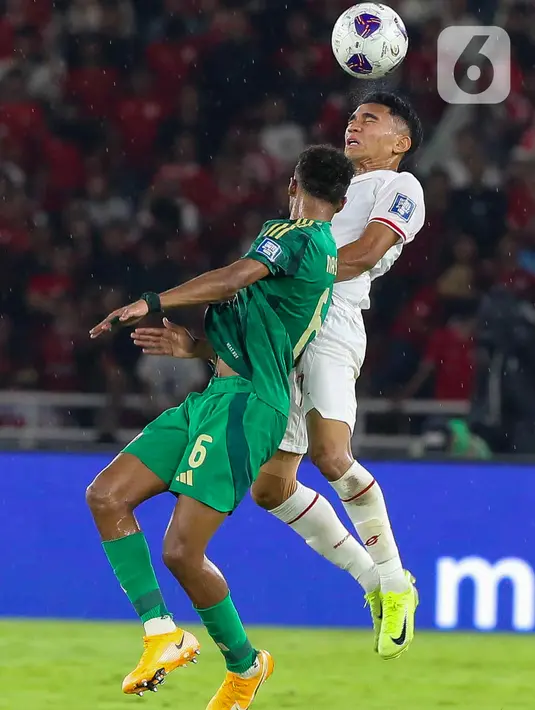 Pada menit ke-32, timnas Indonesia unggul 1-0 lewat gol yang dicetak Marselino Ferdinan. (Liputan6.com/Herman Zakharia)