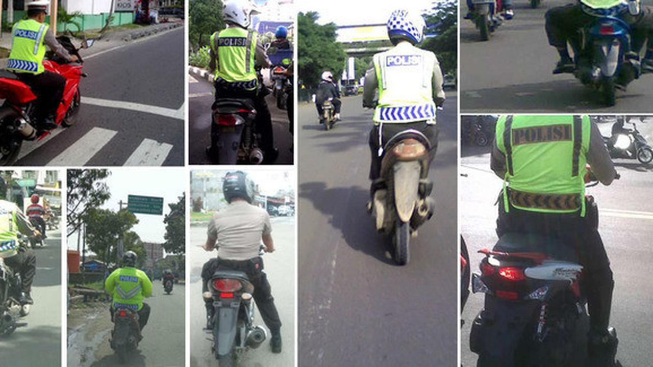 Oknum Polisi Berkendara Motor Tanpa Pelat (foto: kumpulan dari sosmed)