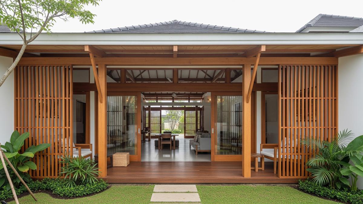 7 Model Teras Rumah Desa Semi Outdoor Minimalis dengan Nuansa Kayu