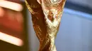 Sebuah replika pertama trofi Piala Dunia FIFA terlihta di piala Italia dan produsen medali GDE Bertoni di Paderno Dugnano, Milan (11/4). Piala Dunia akan diselenggarakan 14 Juni sampai 15 Juli di Rusia. (AFP Photo/Miguel Medina)