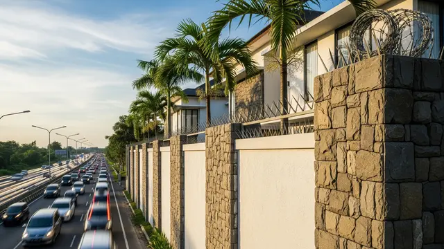 Desain Pagar Rumah Anti Panjat untuk Lokasi Dekat Jalan Besar (AI)