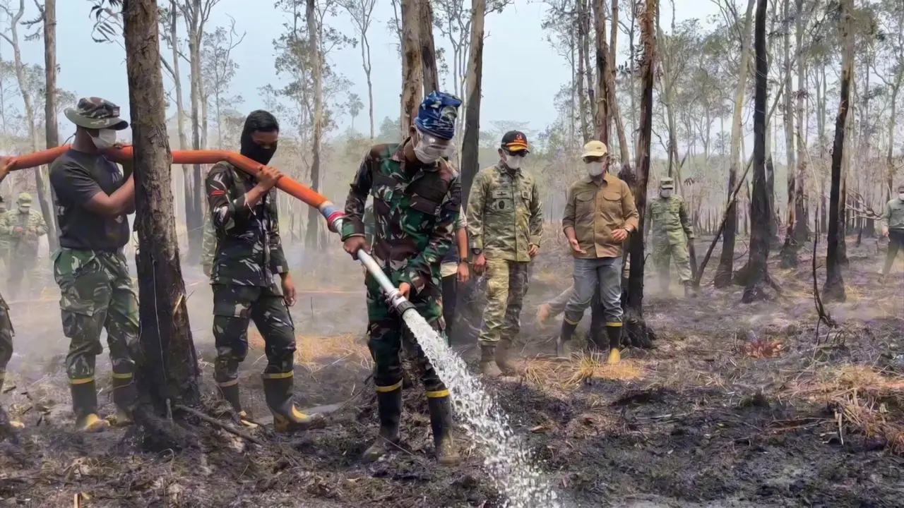 Pemadaman kebakaran di Taman Nasional Way Kambas