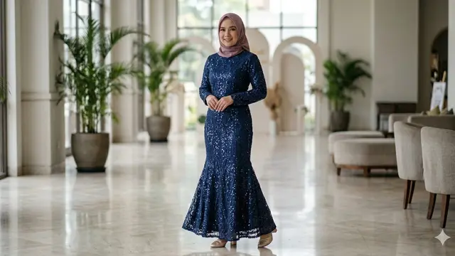Model Gamis Brokat Full Payet Terbaru (Foto: Gemini AI)