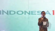 Presiden Joko Widodo memberikan sambutan dalam acara peletakan batu pertama Gedung Indonesia 1 di Jalan M.H. Thamrin, Jakarta, Sabtu (23/05/2015). Indonesia 1 merupakan gedung berskala internasional milik PT CSMI. (Liputan6.com/Andrian M Tunay)