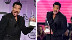 Foto kolase Lionel Richie saat menerima penghargaan Icon Award di American Music Awards di Microsoft Theater di Los Angeles pada Senin (21/11/2022). (AP Photo/Chris Pizzello)