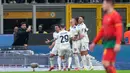 Di masa injury time, Lazio mendapat penalti yang sukses dituntaskan menjadi gol kemenangan oleh Pedro. (AP Photo/Antonio Calanni)