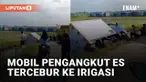 Sebuah insiden kecelakaan dialami oleh sebuah mobil pengangkut batu es