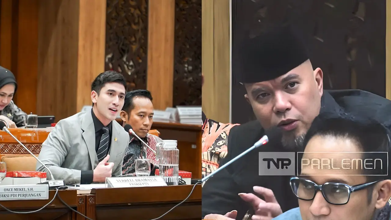 Verrell Bramasta dan Ahmad Dhani saat rapat di DPR RI (Istimewa)
