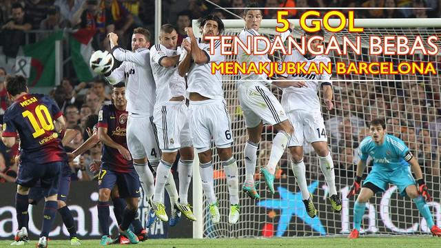 Video 5 gol tendangan bebas menakjubkan yang dibuat oleh para pemain Barcelona. Lionel Messi berada di urutan pertama.