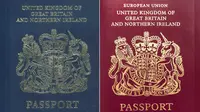 Paspor baru Inggris (kiri) dan paspor Inggris saat ini