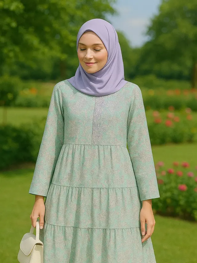 Inspirasi Gamis Batik Warna Pastel