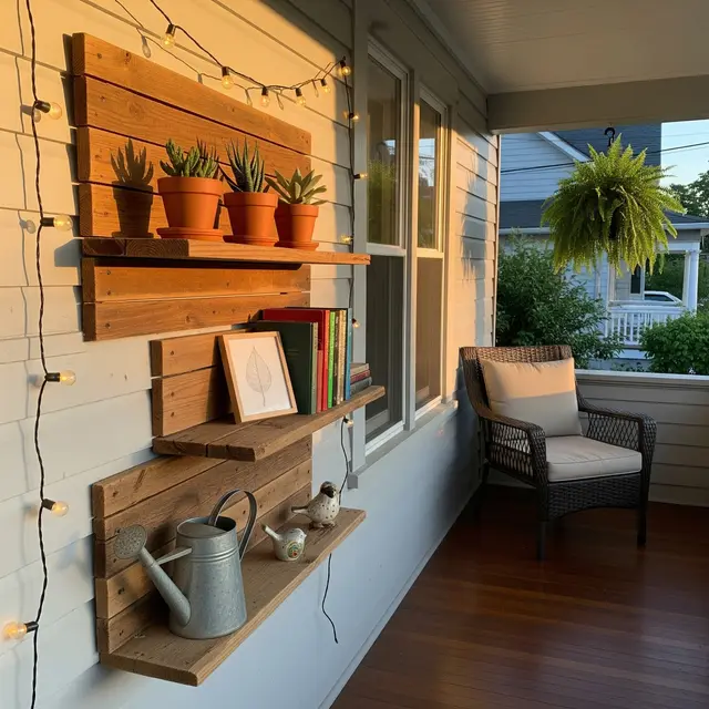 Teras Depan Rumah Sempit Tapi Cantik dari Furniture Daur Ulang Hemat Budget (Image by Gemini AI)