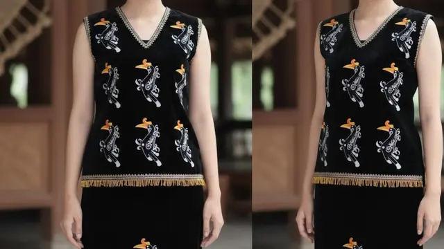 Baju Ta'a motif burung enggang (Gemini AI)
