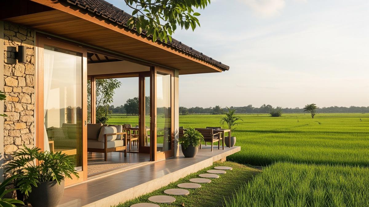 7 Desain Rumah Pedesaan dengan Teras Lebar Menghadap Sawah, Inspirasi Hunian Asri dan Nyaman