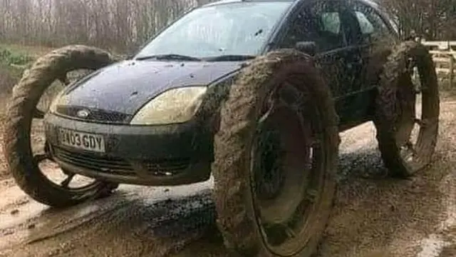 8 Potret Nyeleneh Modifikasi Roda Mobil, Ada yang Pakai Wajan