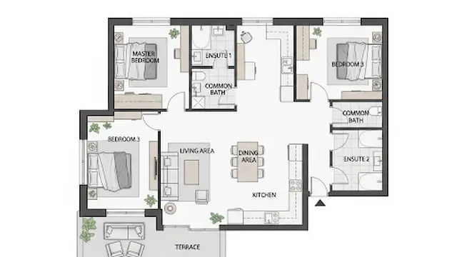 Rumah 3 Kamar dengan 3 Toilet