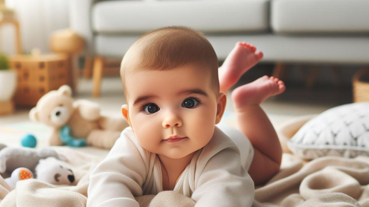 Ilustrasi Bayi Melakukan Tummy Time