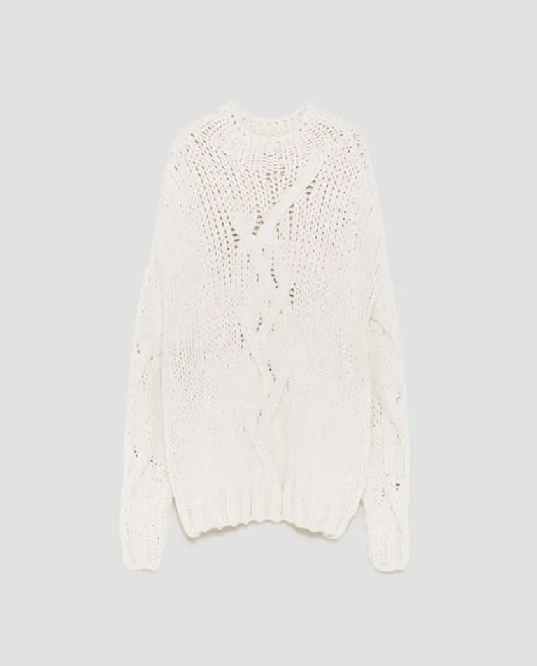 Cable Knit High Neck Sweater. (zara.com) 
