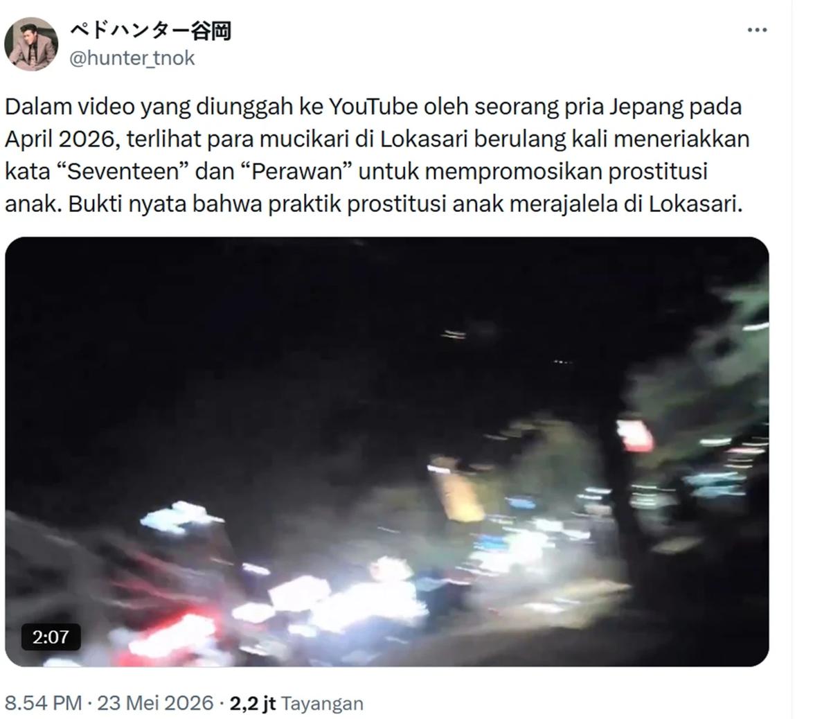 viral postingan diduga prostitusi anak di Taman Sari Jakbar