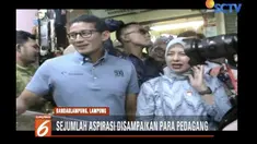 Sandiaga Uno blusukan ke Pasar Tugu, Bandar Lampung, untuk berdialog dengan pedagang tentang perkembangan ekonomi.