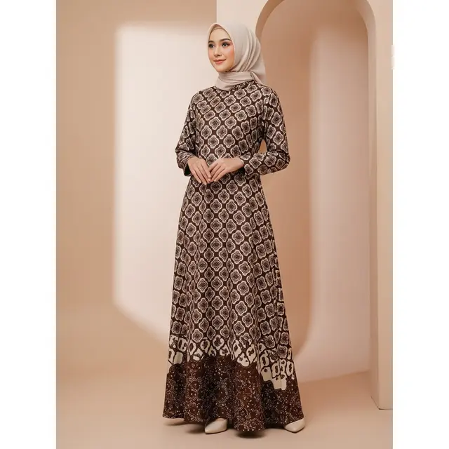 9 Model Gamis Batik Satin Dove yang Tidak Terlalu Mengkilap, Elegan Tanpa Kilau Berlebihan