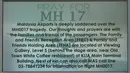 Pesan "Doa untuk MH17" ditampilkan disebuah papan informasi di Bandara Internasional Kuala Lumpur. (REUTERS/Edgar Su)