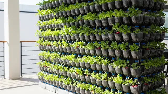 Ilustrasi Desain Kebun Sayur Pocket Garden dari Botol Plastik Bekas/Gemini AI