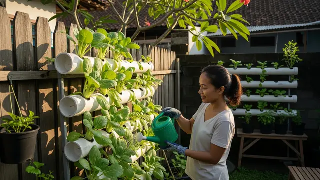 Perawatan Kebun Pakcoy Vertikal